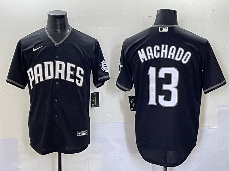 Men 2025 San Diego Padres #13 Machado Black Game Nike MLB Jersey style 7033